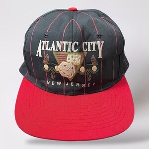 Vintage Atlantic City New Jersey‎ Striped Embroidered Dice Snapback Hat